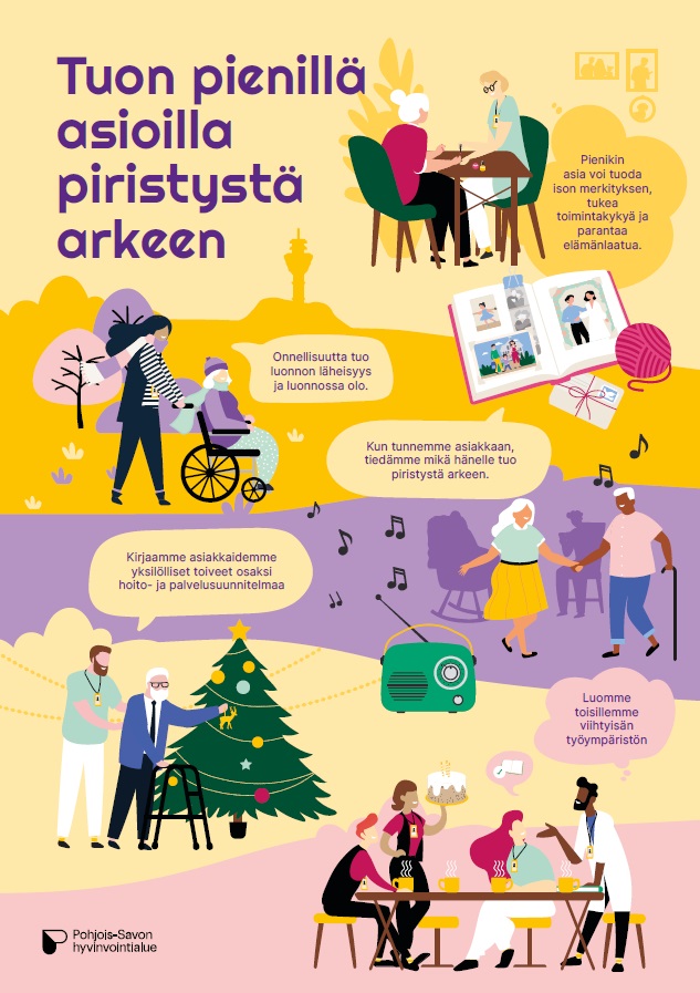 Tuon pienillä asioilla piristystä arkeen (juliste palvelulupauksesta)