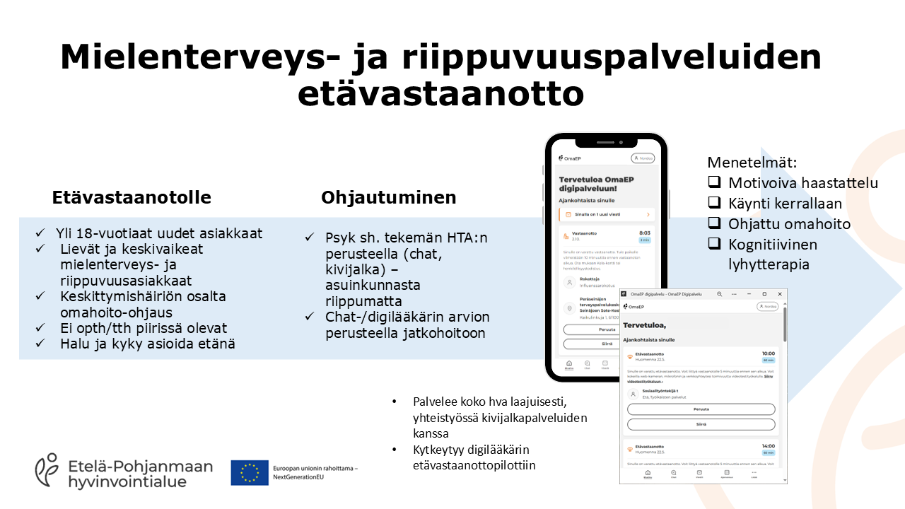 Mielenterveys- ja riippuvuuspalveluiden etävastaanoton asiakasprosessi