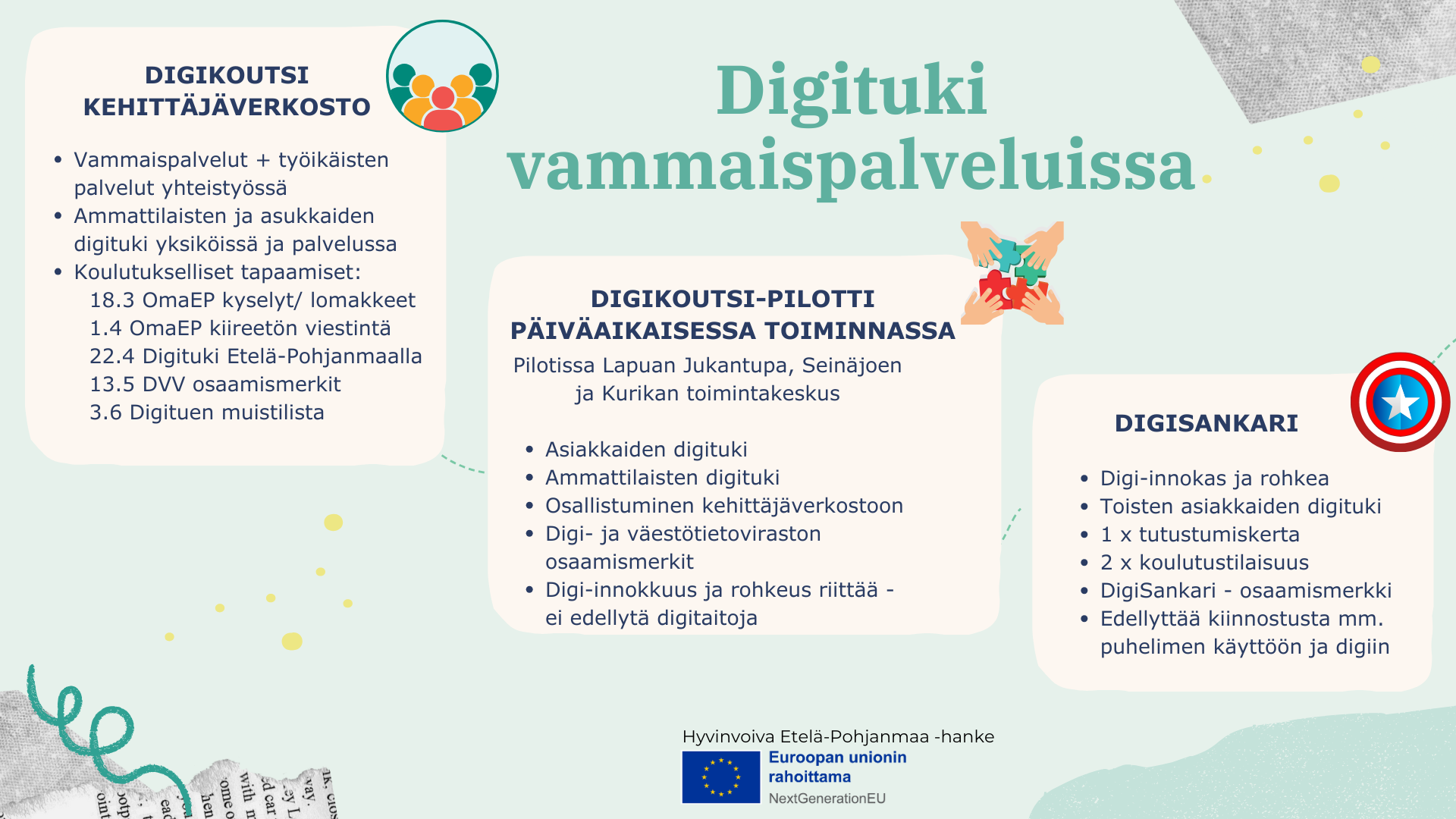 Kuvassa on kerrottu DigiSankari ja DigiKoutsi kokonaisuus.