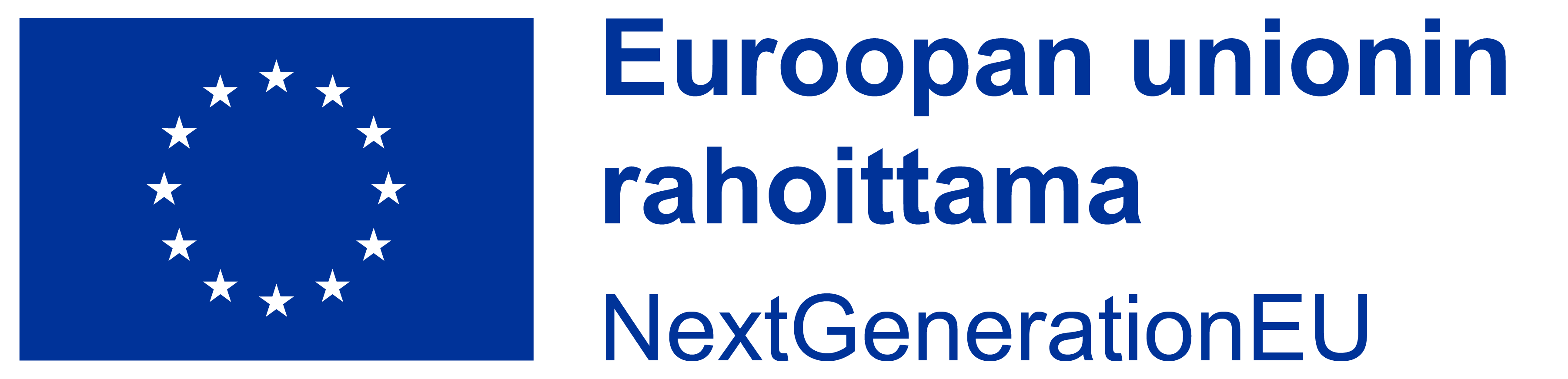 Euroopan unionin rahoittama - Next Generation EU - teksti ja EU:n logo