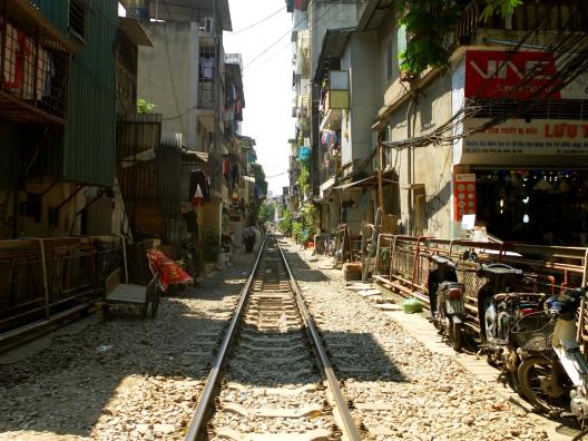 Railway between houses