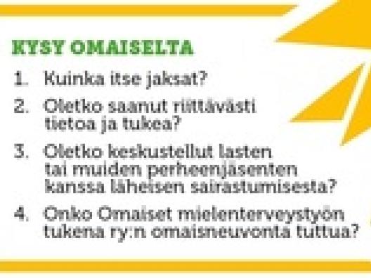 Kysy omaiselta - kysymyslistasta kuvakaappaus