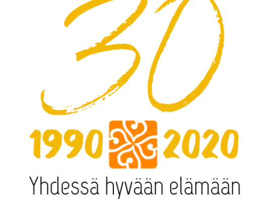 Yhdessä Selviytymisen Tuki YSTI ry:n 30-vuotisjuhlalogo, jossa lukee 30, 1990, 2020, Yhdessä hyvään elämään.