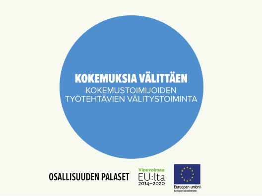 Kokemuksia välittäen – kokemustoimijoiden työtehtävien välitystoiminta-toimintamallin kansikuva.