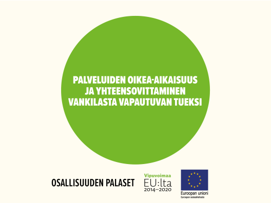 Palveluiden oikea-aikaisuus ja yhteensovittaminen vankilasta vapautuvan tueksi -toimintamallin kansikuva.