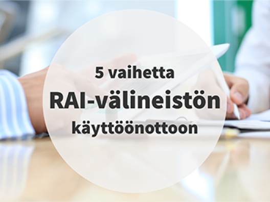 Kuvassa on RAI-välineistö käyttöön viidellä vaiheella.