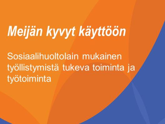 Sosiaalihuoltolain mukainen työllistymistä tukeva toiminta ja työtoiminta