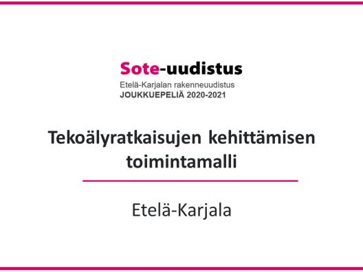 Kansikuva Tekoälyratkaisujen kehittämisen toimintamalli