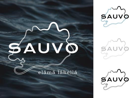 Sauvon logo, värivariaatiot ja slogan