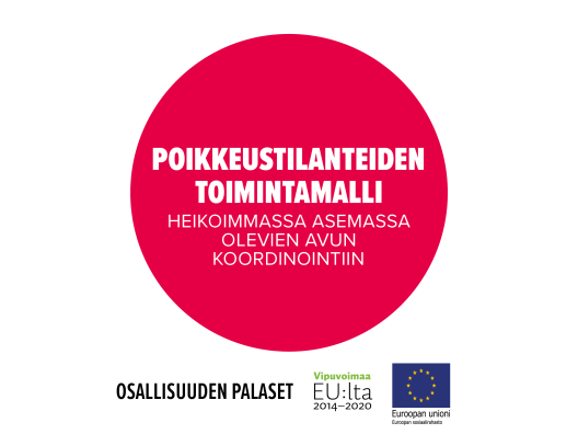 Poikkeustilanteiden toimintamalli heikoimmassa asemassa olevien avun koordinointiin -malli on osallisuuden palanen.