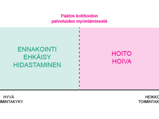 Ratkaisujen jaottelu ehkäisyyn ja hoivaan toimintakyvyn mukaan