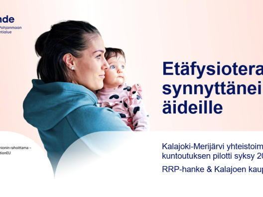 Kansikuva vaaleanpunaisella taustalla, kuvassa nainen lapsi sylissään. Alhaalla EU:n rahoittama -logo ja Kalajoen kaupungin logo.