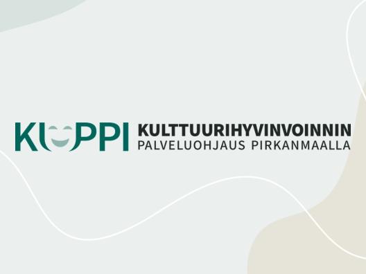 KUPPI, kulttuurihyvinvoinnin palveluohjaus pirkanmaalla -hankkeen logo. U-kirjaimessa hymynaama.