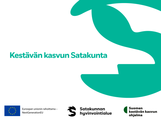 Kuvassa lukee "Kestävän kasvun Satakunta". Kuvan alareunassa on logoja. 