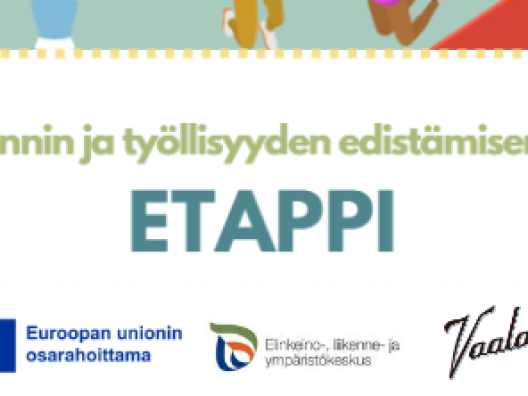 Teksti kuvaa toimintaa ja mukana rahoittajien logot