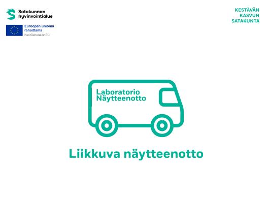 Piirroskuva pakettiautosta, jonka kyljessä lukee "Laboratorio, näytteenotto"