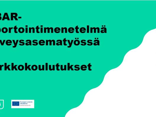 Kansilehti, jossa lukee ISBAR-raportointimenetelmä terveysasematyössä -verkkokoulutukset ja kuvituskuvana on värikäs paloista koostuva suorakaide, missä eri osioissa on I, S, B, A, R -kirjaimet