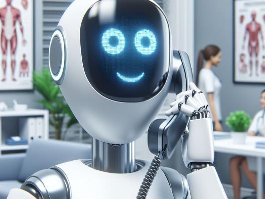 Robottiasiakaspalvelija vastaamassa puhelimeen