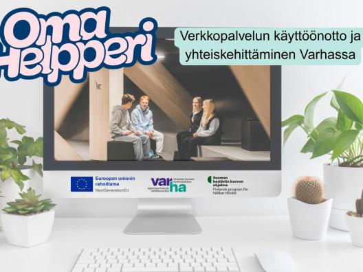 Omahelpperi logo. Verkkopalvelun käyttöönotto ja yhteiskehittäminen. Varsinais-Suomen hyvinvointialue.