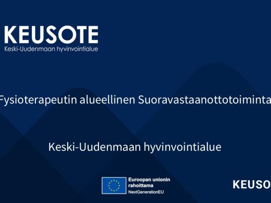 Toimintamallia esittelevä kansikuva, jossa mainittu toimintamallin nimi Fysioterapeutin alueellinen Suoravastaanottotoiminta