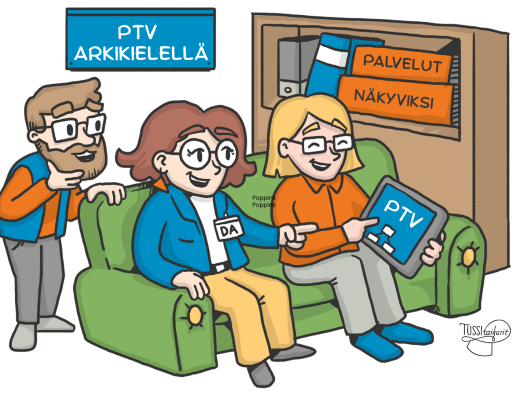 PTV-opastusta kahdelle henkilölle.
