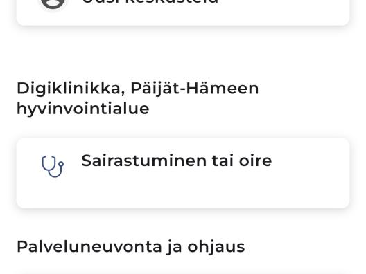 Kiireetön viesti -näkymä asiakkaalle Päijät-Sote-sovelluksessa