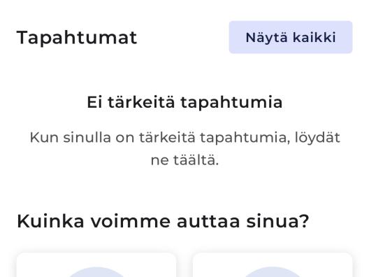 Kuvassa Päijät-Sote-sovelluksen etusivunäkymä