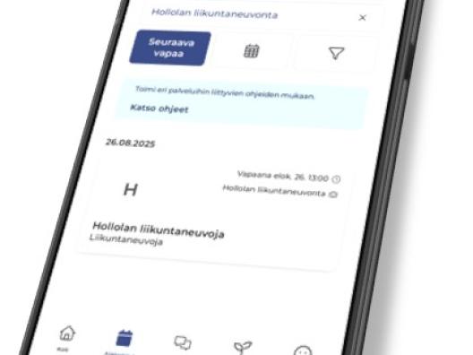 Ajanvaraus näkymä mobiilissa