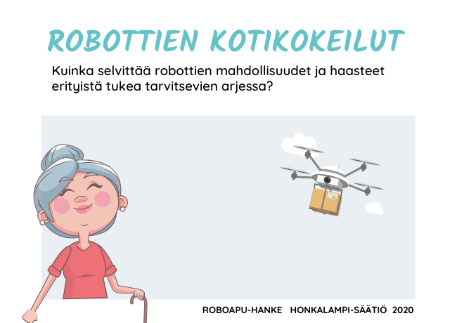 Robottikopteri tuo naiselle paketin.