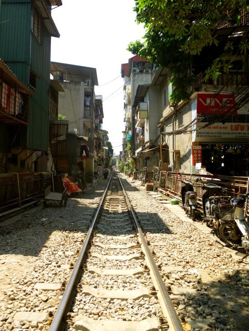 Railway between houses