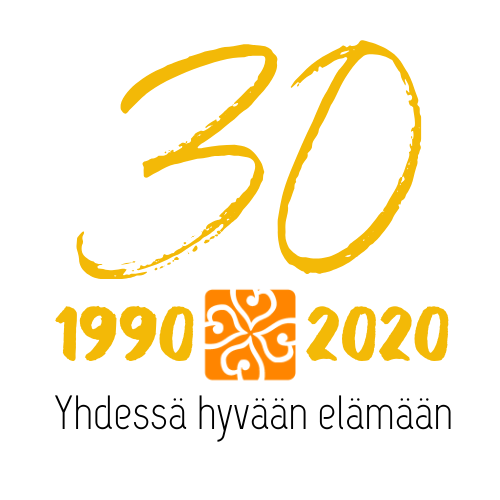 Yhdessä Selviytymisen Tuki YSTI ry:n 30-vuotisjuhlalogo, jossa lukee 30, 1990, 2020, Yhdessä hyvään elämään.