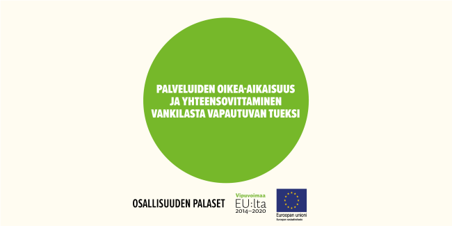 Palveluiden oikea-aikaisuus ja yhteensovittaminen vankilasta vapautuvan tueksi -toimintamallin kansikuva.