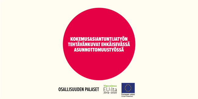 Kokemusasiantuntijatyön tehtävänkuvat ehkäisevässä asunnottomuustyössä -toimintamallin kansikuva.