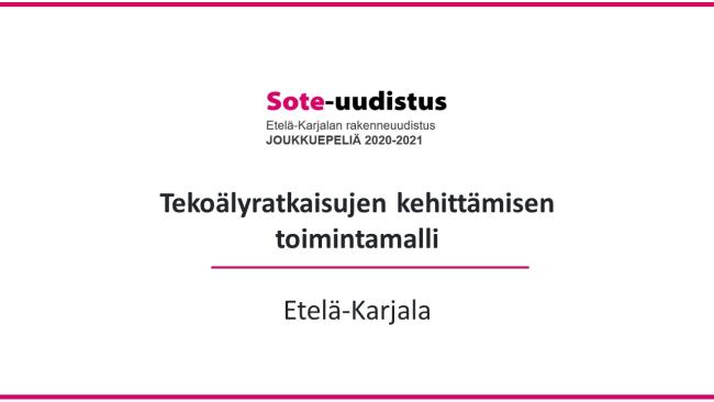 Kansikuva Tekoälyratkaisujen kehittämisen toimintamalli