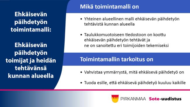 Ehkäisevän päihdetyön toimintamalli, Pirkanmaa