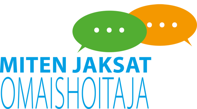 Puhekuplat ja teksti "Miten jaksat omaishoitaja"