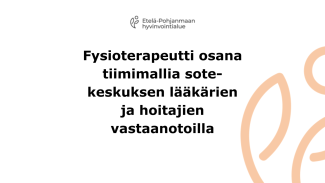 Fysioterapeutti osana vastaanottotiimiä kuva