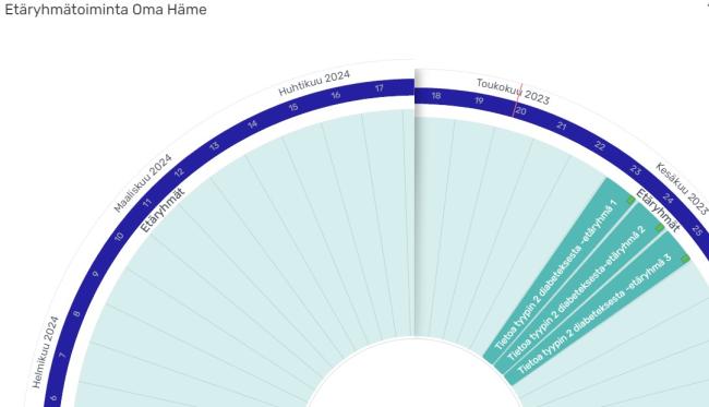 Kuva Oma Hämeen etäryhmien verkkosivujen Plandisc-vuosikellosta