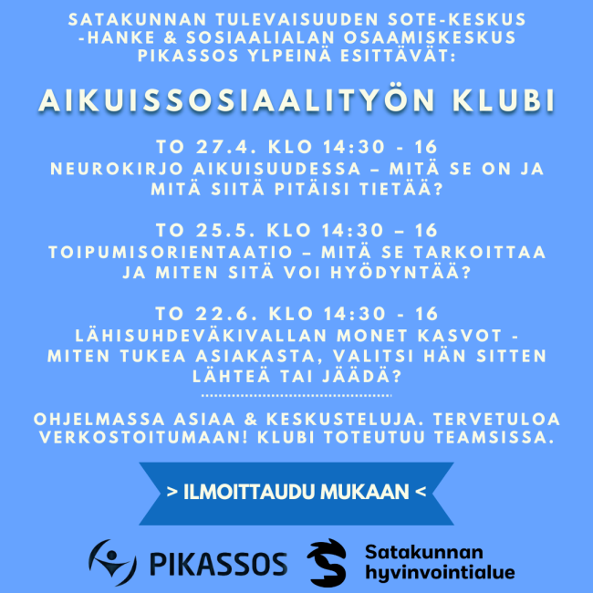 Aikuissosiaalityön klubin mainos