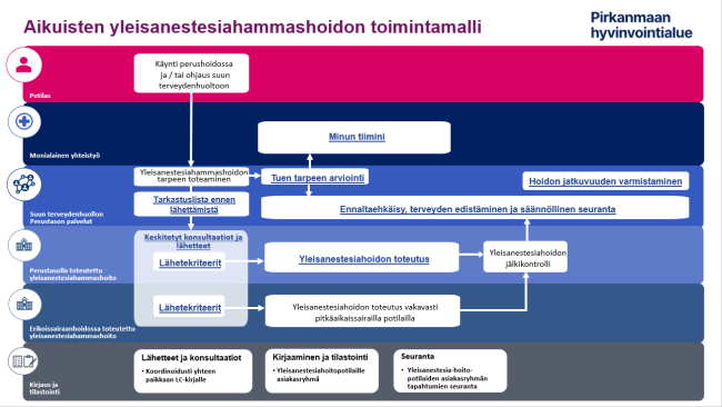 Pirkanmaan hyvinvointialueen aikuisväestön yleisanestesiahammashoidon toimintamalli