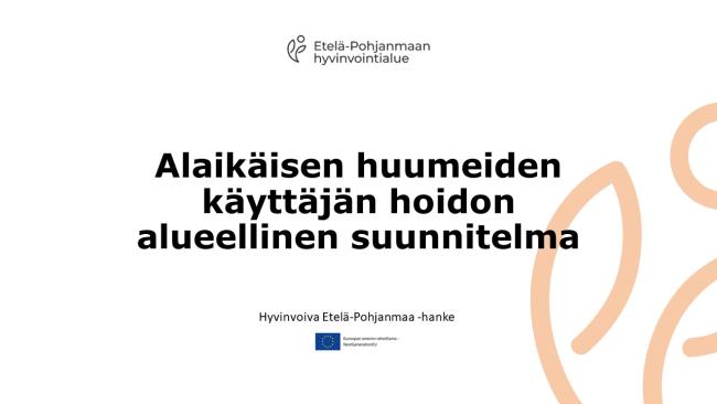 Alaikäisen huumeiden käyttäjän hoidon alueellinen suunnitelma