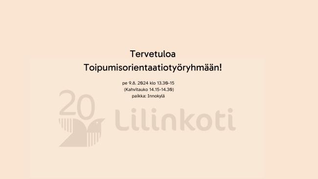 Toipumisorientaatiotyöryhmän muistion etusivu