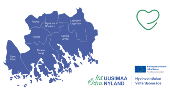 Itä-Uudenmaan hyvinvointialue aluekartta