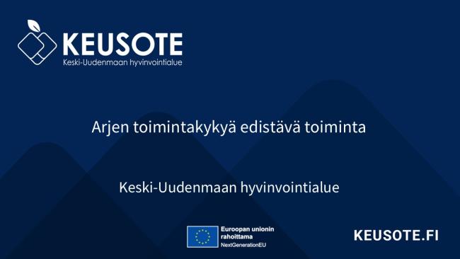 Toimintamallia esittelevä kansikuva, jossa mainittu toimintamallin nimi Arjen toimintakykyä edistävä toiminta