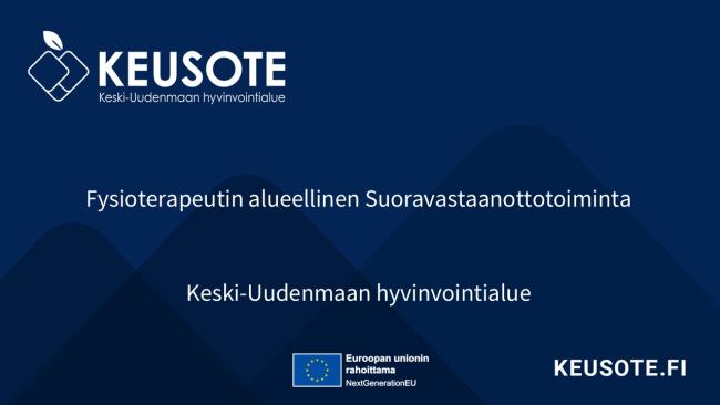 Toimintamallia esittelevä kansikuva, jossa mainittu toimintamallin nimi Fysioterapeutin alueellinen Suoravastaanottotoiminta