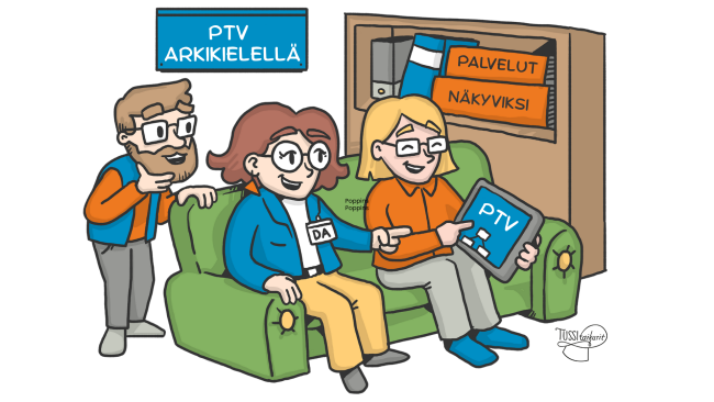 PTV-opastusta kahdelle henkilölle.