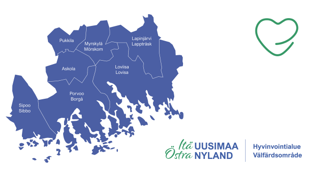 Itä-uudenmaan hyvinvointialueen kartta