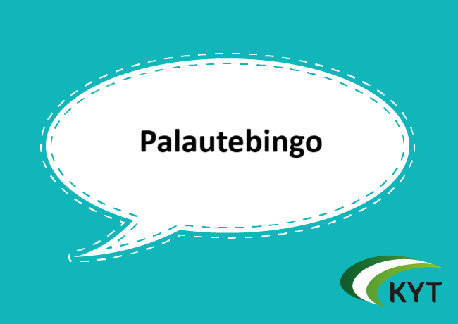 Palautebingo-teksti puhekuplan sisällä, oikeassa alakulmassa KYT-logo.