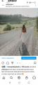 Ruutukaappaus Instagram-päivityksestä: kesäretkeilijä kävelee kylätiellä.