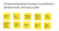 kuva 14. Asiakasohjauksen kustannuslaskentasovelluksen tärkeimmät ominaisuudet